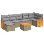 vidaXL Salon de jardin avec coussins 8 Pièces beige résine tressée