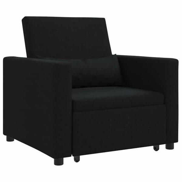 vidaXL Canapé Lit Simple avec des roues Noir 90 x 165 x 87 cm tissu