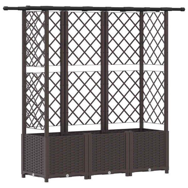 vidaXL Lit Élevé avec Treillis et Toit Marron 163 5 x 40 x 136 cm PP