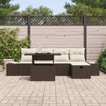 vidaXL Ensemble de canapé de jardin 6 Pièces Marron polyrotin