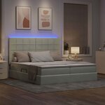 vidaXL Lit de rangement LED avec matelas Gris clair 180 x 200 cm