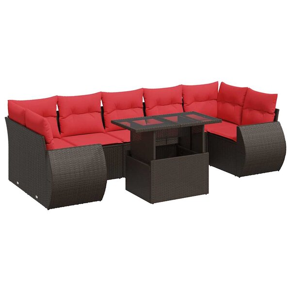 vidaXL Salon de jardin 8Pièces avec coussins marron résine tressée acacia