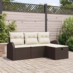 vidaXL Ensemble de canapé de jardin avec coussin 4 Pièces Marron et crème