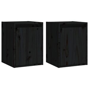 vidaXL Armoires murales 2 Pièces Noir 30x30x40 cm Bois de pin massif