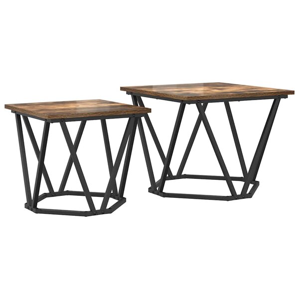 vidaXL Ensemble de tables d'appoint 2 Pièces Chêne fumé