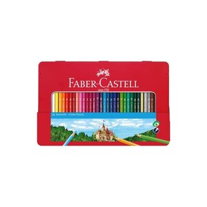 Boîte métal x36 crayons de couleur hexagonaux castle x 4 faber-castell