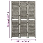 vidaXL Cloison de séparation 3 panneaux Gris 106 5x166 cm Bois solide