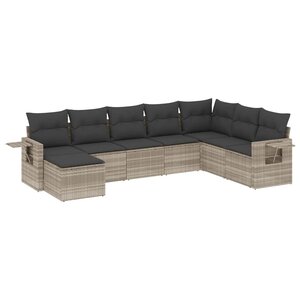 vidaXL Salon de jardin 8 Pièces avec coussins gris clair résine tressée