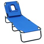 Transat de jardin chaise longue pliante bain de soleil pour lecture bleu