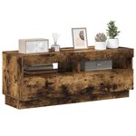 vidaXL Meuble TV avec lumières LED chêne fumé 100x35x40 cm