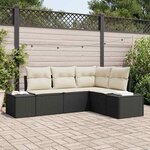 vidaXL Ensemble de canapé de jardin avec coussin 4 Pièces Noir  Crème