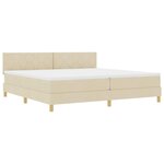 vidaXL Lit à ressort LED avec bandes LED Crème 200 x 200 cm tissu