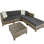 Tectake Salon bas de jardin AMY 5 places avec 2 sets de housses - marron naturel