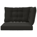 vidaXL Coussin de canapé d'extérieur 3 Pièces Noir Polyester