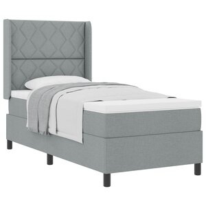 vidaXL Lit à ressorts avec matelas Gris clair 200 x 100 cm tissu