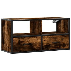 vidaXL Meuble TV chêne fumé 80x31x39 5 cm bois d'ingénierie et métal
