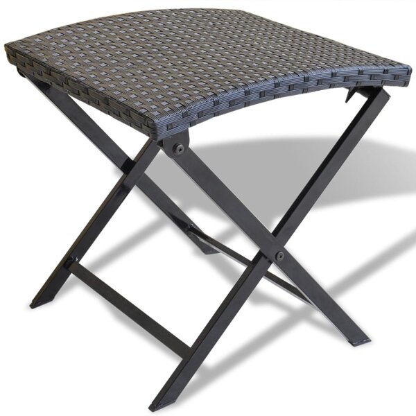 vidaXL Tabouret pliable Résine tressée Noir