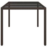 vidaXL Table de jardin 150x90x75 cm Verre trempé/résine tressée Marron