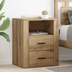 vidaXL Cabinet de chevet avec tiroir chêne artisanal 50 x 36 x 60 cm