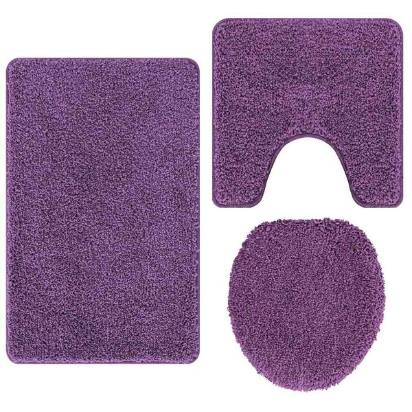 vidaXL Ensemble de tapis de bain antidérapants 3 Pièces Violet 50 x 50 cm