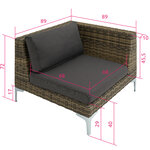 Tectake ensemble de jardin modulable en rotin villanova - fauteuil d'angle à gauche