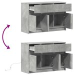 vidaXL Meuble TV avec LED gris béton 91x34x61 cm bois d'ingénierie