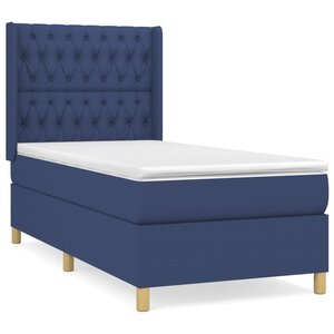 vidaXL Sommier à lattes de lit avec matelas Bleu 100x200 cm Tissu