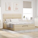 VidaXL Cadre de lit ottoman avec matelas crème 180x200 cm tissu