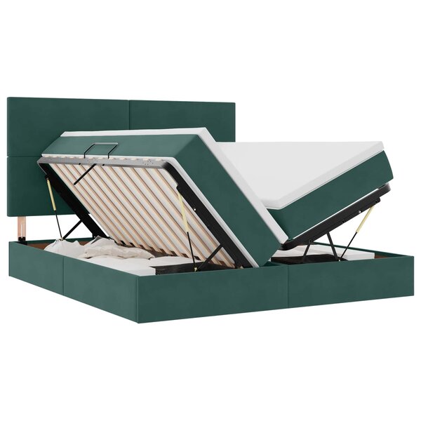 vidaXL Lit de Rangement avec matelas Vert foncé 180 x 200 cm Velours