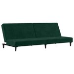 vidaXL Canapé-lit à 2 places vert foncé velours