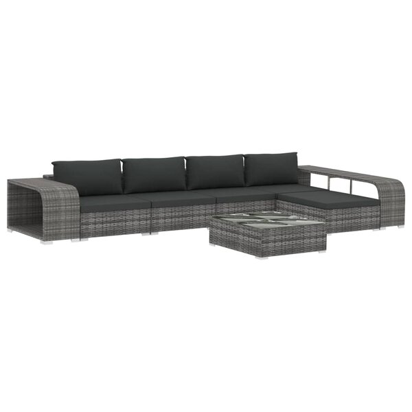 vidaXL Salon de jardin 8 Pièces avec coussins Résine tressée Gris