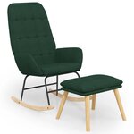 vidaXL Chaise à bascule avec repose-pied Vert foncé Tissu