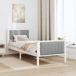 vidaXL Cadre de lit Blanc et gris clair 75 x 190 cm Bois massif en pin