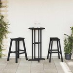 vidaXL Tabouret de bar 2 Pièces Noir 52 x 43 x 73.5cm HDPE