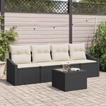 vidaXL Ensemble de canapé de jardin 5 Pièces Noir  Crème 55 x 55 x 37 cm