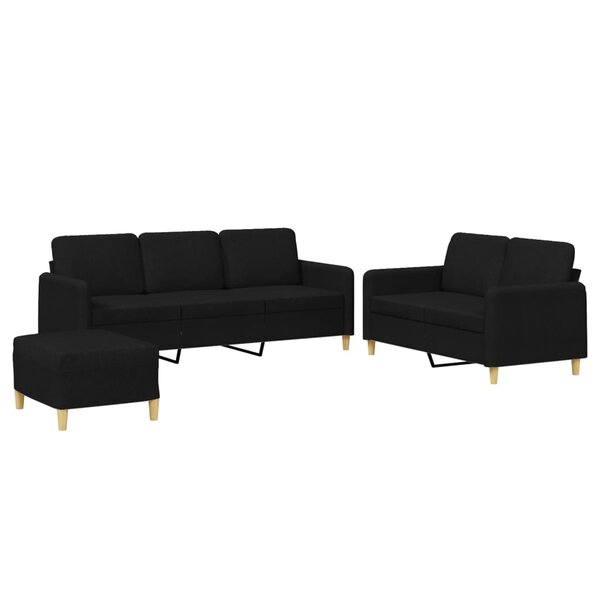 vidaXL Ensemble de canapés 3 Pièces avec coussins Noir Tissu