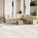 vidaXL Salon de jardin avec coussins 10 Pièces beige résine tressée