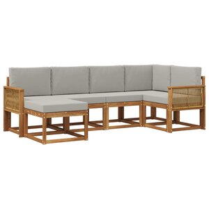vidaXL Ensemble de canapés d'extérieur 6 Pièces Naturel et gris clair