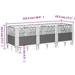 vidaXL Jardinière avec piquets gris clair 123 5x43 5x43 5 cm PP