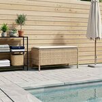 vidaXL Pouf de Jardin Beige et crème 80 x 38 x 42 cm Rotin PE
