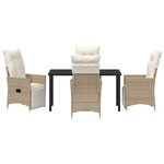 vidaXL Ensemble de salle à manger pour jardin 5 Pièces Beige Poly rotin