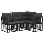 vidaXL Ensemble de canapés d'extérieur Noir Polyester