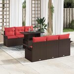 vidaXL Ensemble de canapé de jardin 7 Pièces Marron Poly rotin
