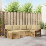 vidaXL Ensemble de canapés d'extérieur 6 Pièces Blanc et Beige Polyester