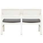 vidaXL Banc de jardin à 2 places et coussins 120 cm Plastique Blanc