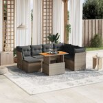 vidaXL Salon de jardin 8 Pièces avec coussins gris résine tressée
