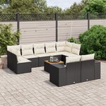 vidaXL Salon de jardin 10 Pièces avec coussins noir résine tressée