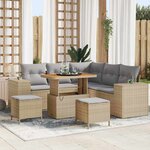 vidaXL Ensemble de canapé de jardin 8 Pièces Beige polyrotin