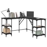 vidaXL Bureau noir 139x139x75 cm bois d'ingénierie