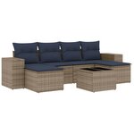 vidaXL Salon de jardin 7 Pièces avec coussins gris résine tressée